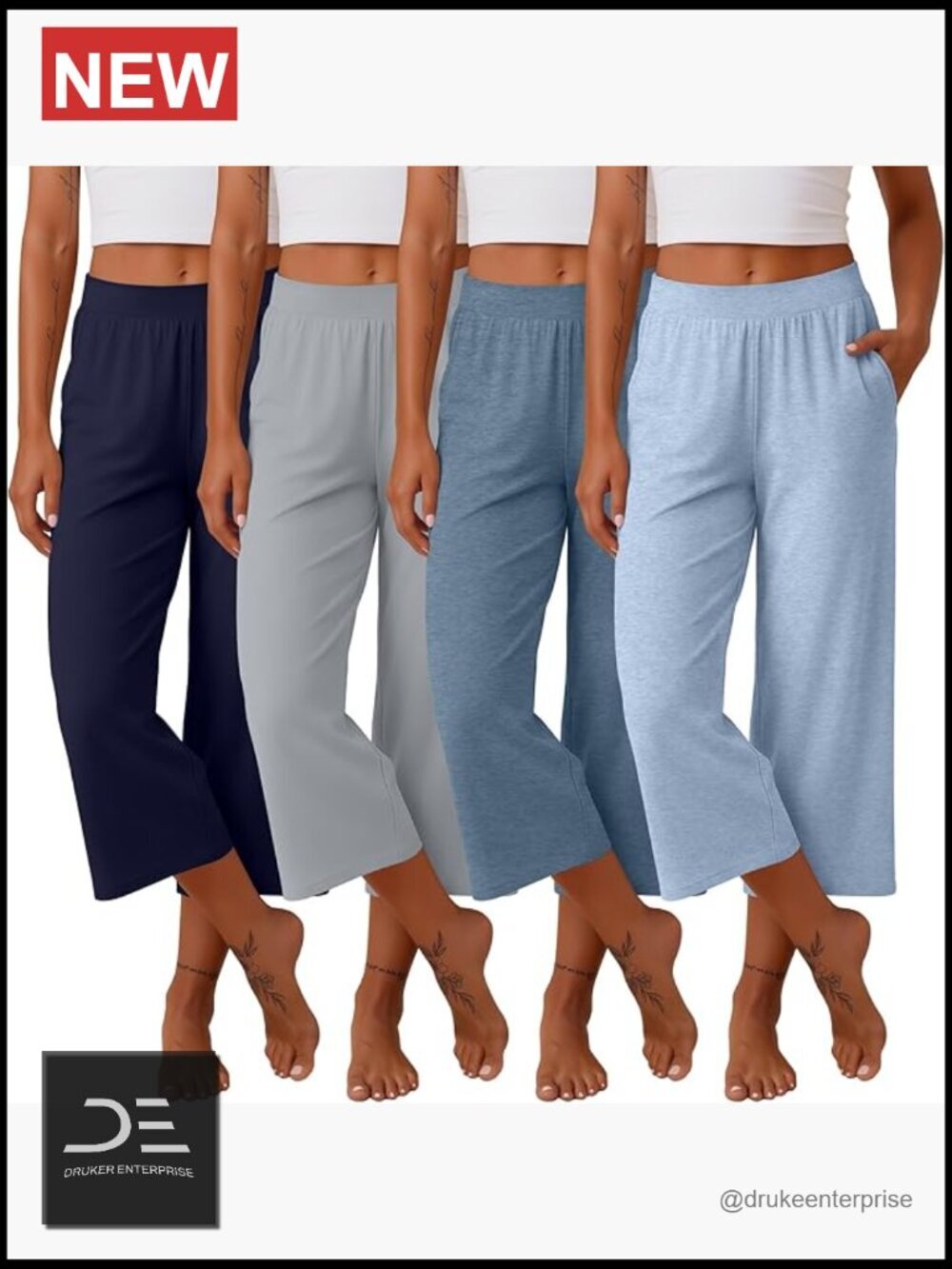 Wide Leg Capri Yoga Sweatpants with Pockets Soft Stretchy High Waist Lounge